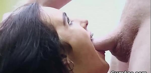  Peculiar hottie gets cum shot on her face swallowing all the ejaculate